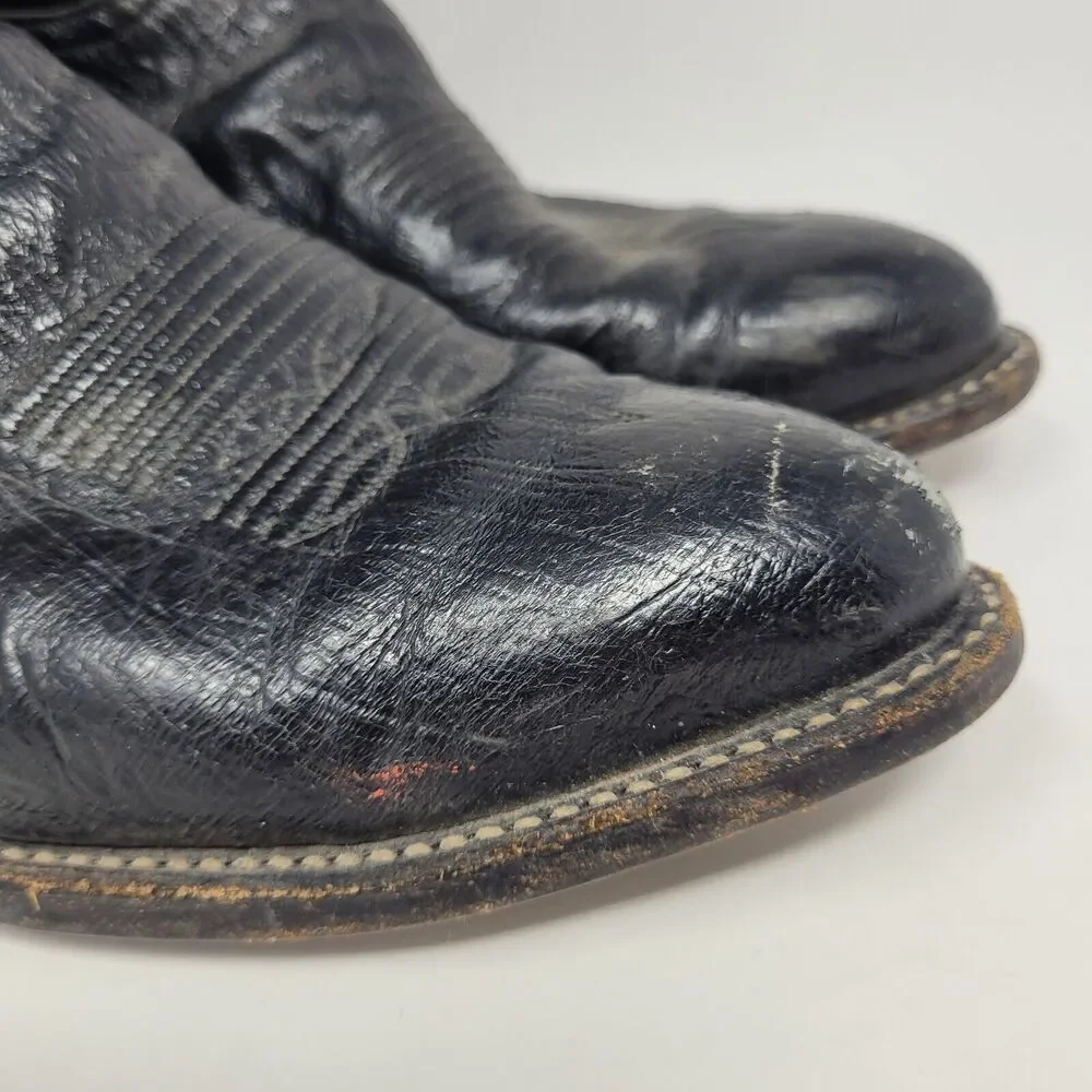 Tony Lama Boots Mens 8.5D Black Leather Western Cowboy Rodeo 8410 - Picture 11 of 11